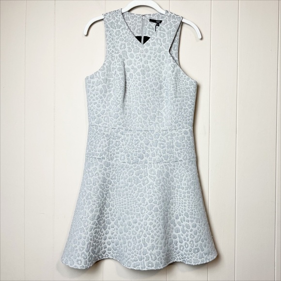 Tibi NWT Rime Jacquard Dress 6 gray leopard‎ neutral fit flare mini cocktail - Picture 2 of 13